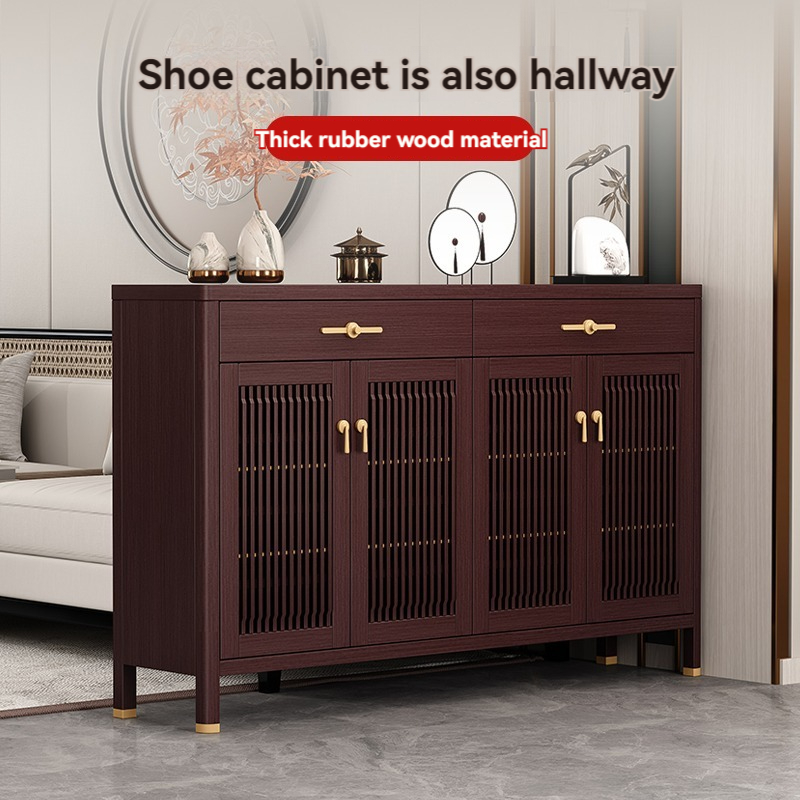 [Pre-order]  New Chinese shoe cabinet all solid wood breathable household doorway indoor large capacity storage cabinet multi-function entrance hall cabinet-Smart-Living