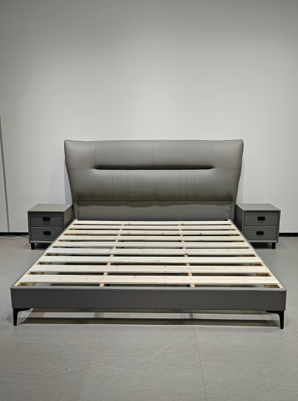 PRE ORDER / BTO PACKAGE - A - BED FRAME - Italian light luxury leather master bedroom 1.8m double modern simple single 1.5m high-end
