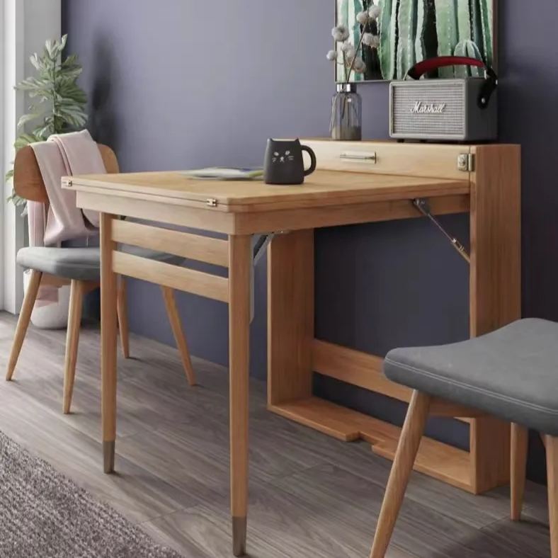 [Local Stock] Walnuts Scandinavian telescopic dining table and chairs combination small modern simple solid wood dining table home -Smart-Living