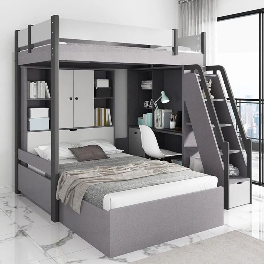 【Showroom】 Staggered bunk beds adult small household multifunctional combination high and low bunks two staggered type bunk beds-Smart-Living