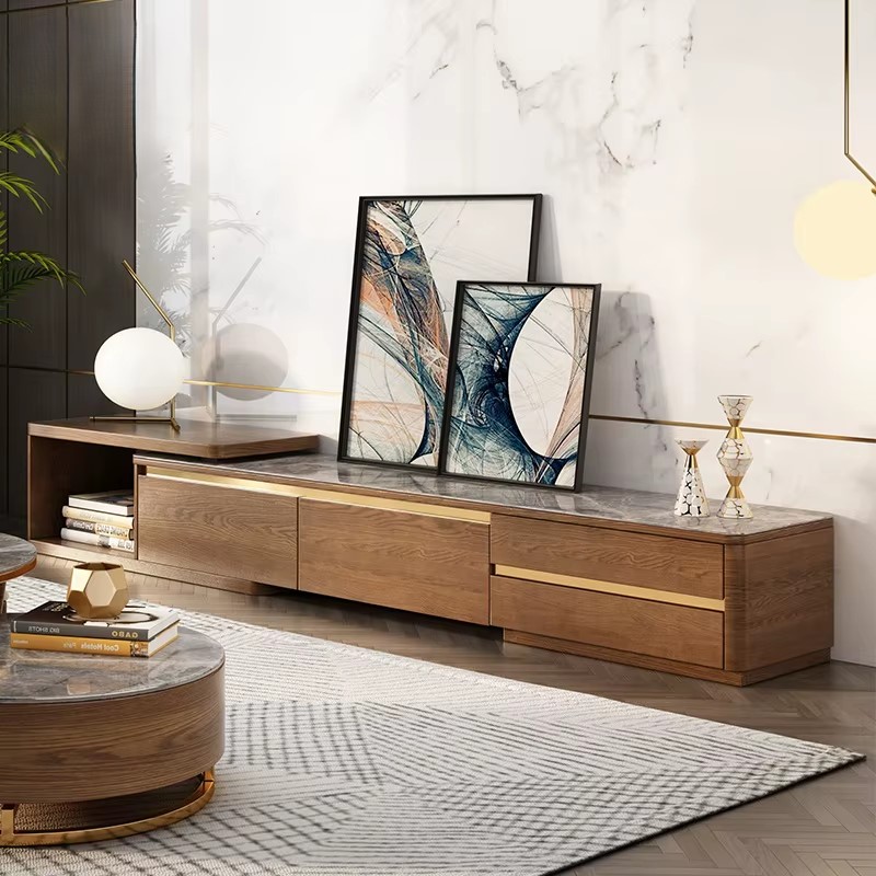 Wood TV Cabinet Standing Wooden Drawers