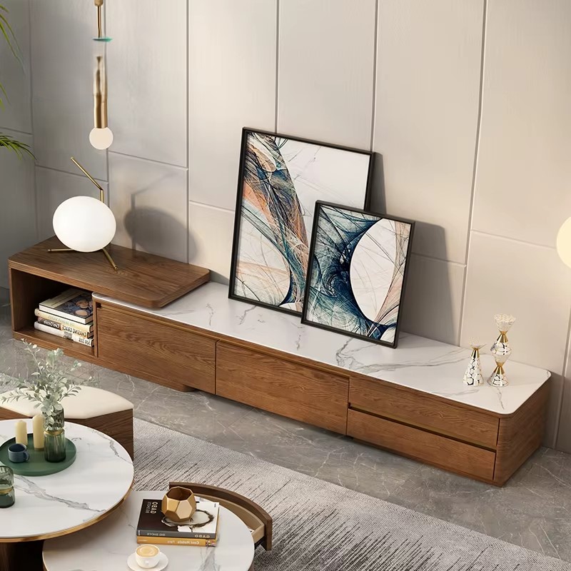 Wood TV Cabinet Standing Wooden Drawers