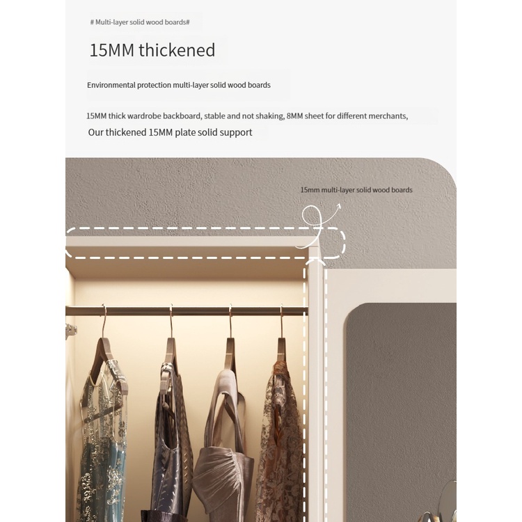 Light Luxury Solid Wood Wardrobe Dressing Table Whole Body Mirror Integrated Modern Simple Door Wardrobe Bedroom Home-Smart-Living