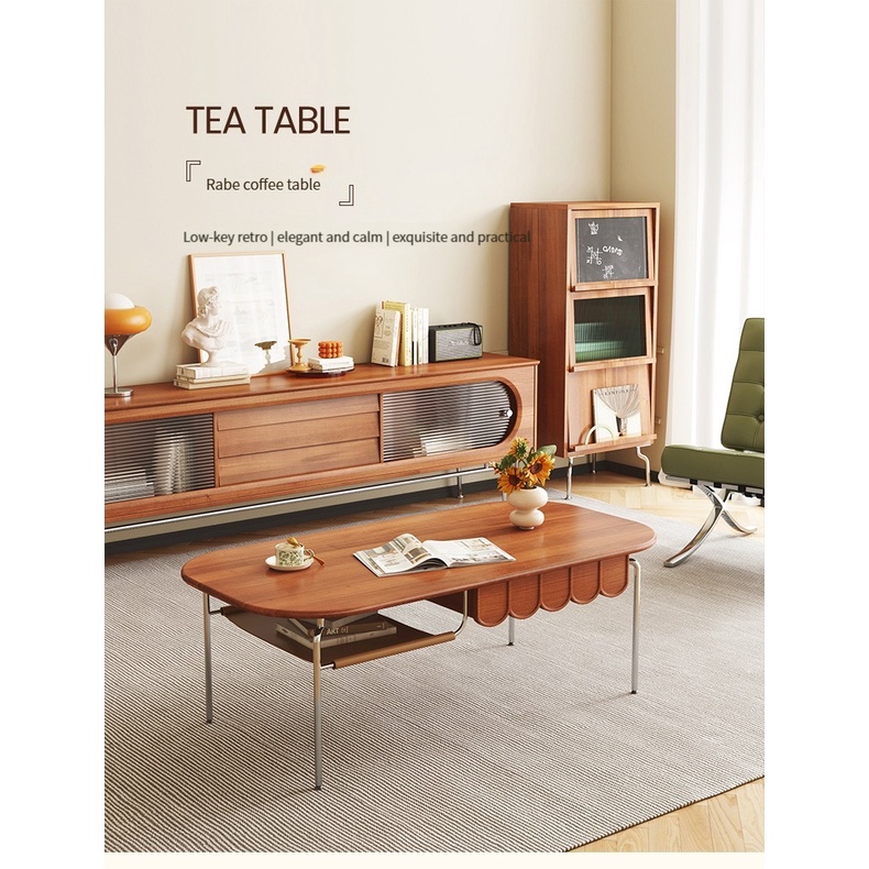 [Pre-order] MLK Modern Minimalist Nordic Style Vintage Solid Wood Coffee Table/Tea Table Suitable for Small Apartments-Smart-Living