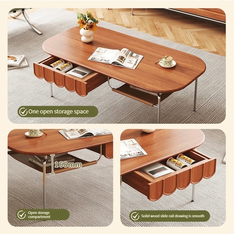 [Pre-order] MLK Modern Minimalist Nordic Style Vintage Solid Wood Coffee Table/Tea Table Suitable for Small Apartments-Smart-Living