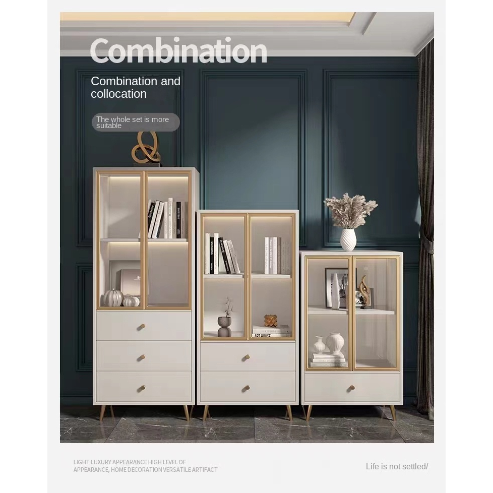 [pre-order]Bucket Cabinet Bedroom Living Room Storage Cabinet Light Luxury Modern Simple Glass Bookcase Integrated -Smart-Living