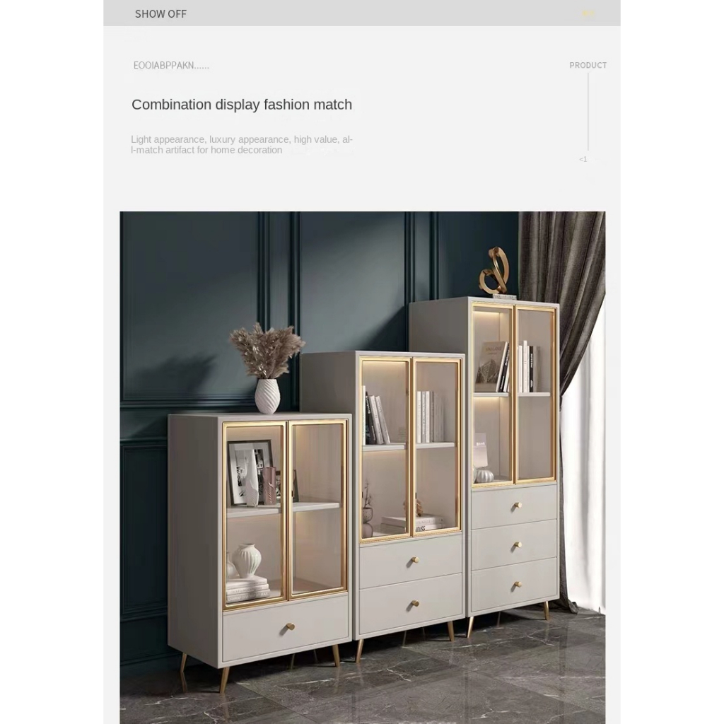 [pre-order]Bucket Cabinet Bedroom Living Room Storage Cabinet Light Luxury Modern Simple Glass Bookcase Integrated -Smart-Living