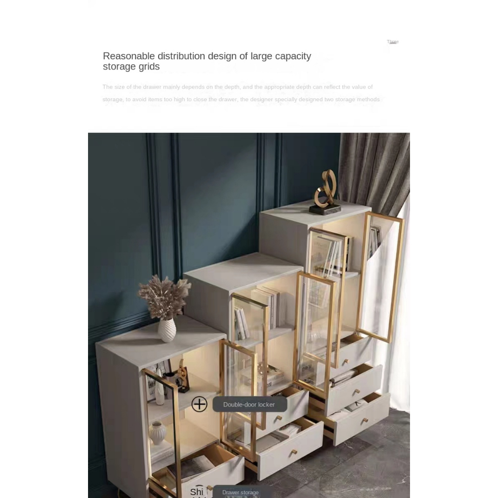 [pre-order]Bucket Cabinet Bedroom Living Room Storage Cabinet Light Luxury Modern Simple Glass Bookcase Integrated -Smart-Living