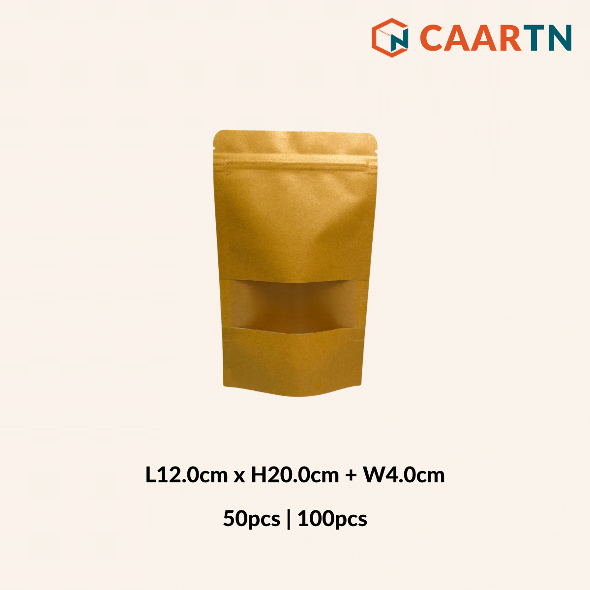 12cm x 20cm Standing Window Zipper Bag (Matte)