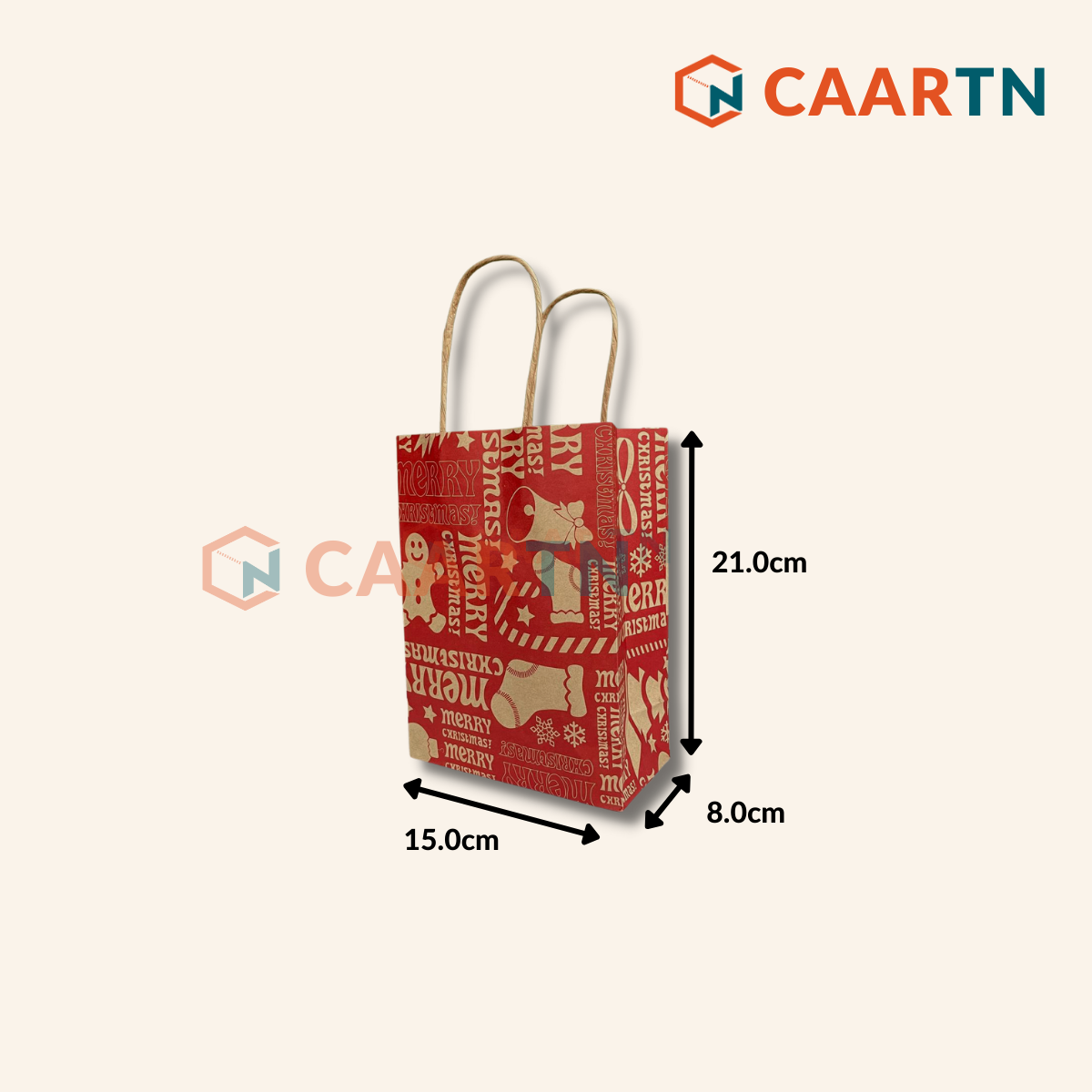 Red Merry Christmas Sock Kraft Paper Bag S -10pcs