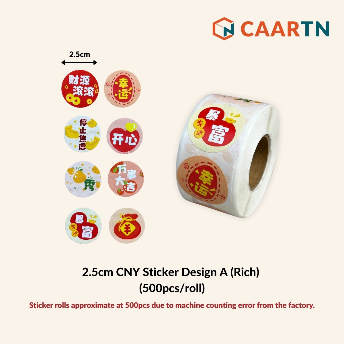 Chinese New Year Fortune Good Luck Sticker Labels - 500pcs