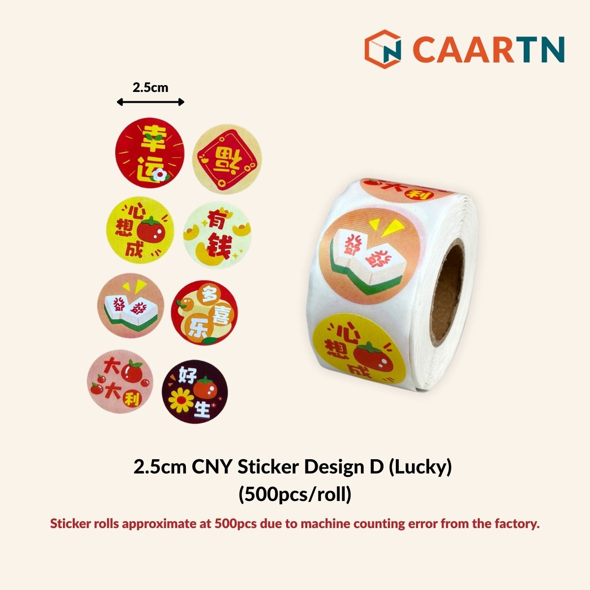 Chinese New Year Fortune Good Luck Sticker Labels - 500pcs