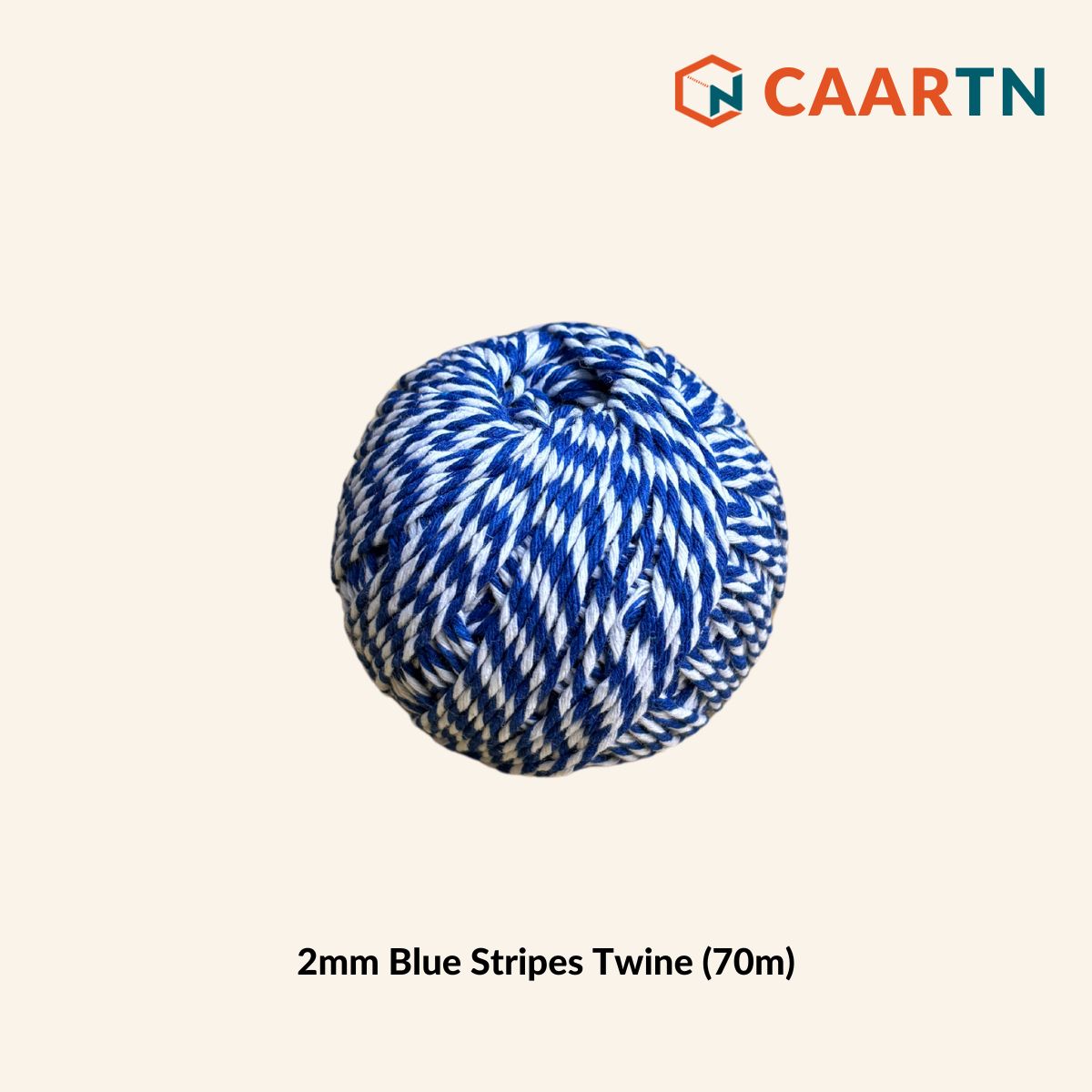 Blue & White Striped Twine - 70m