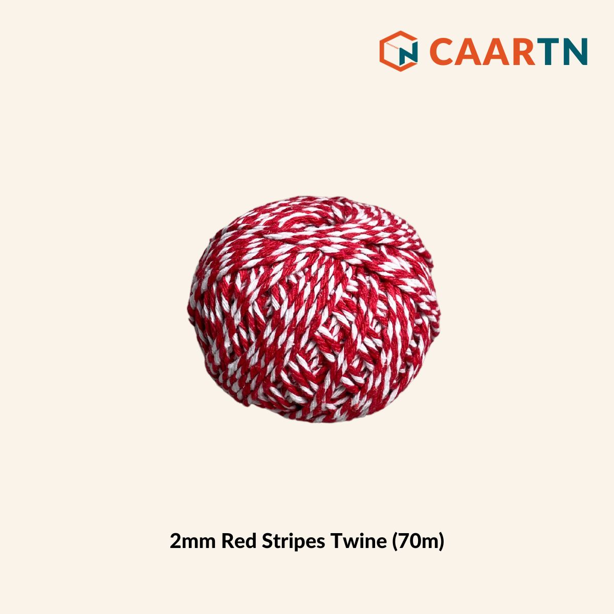 Red & White Striped Twine - 70m