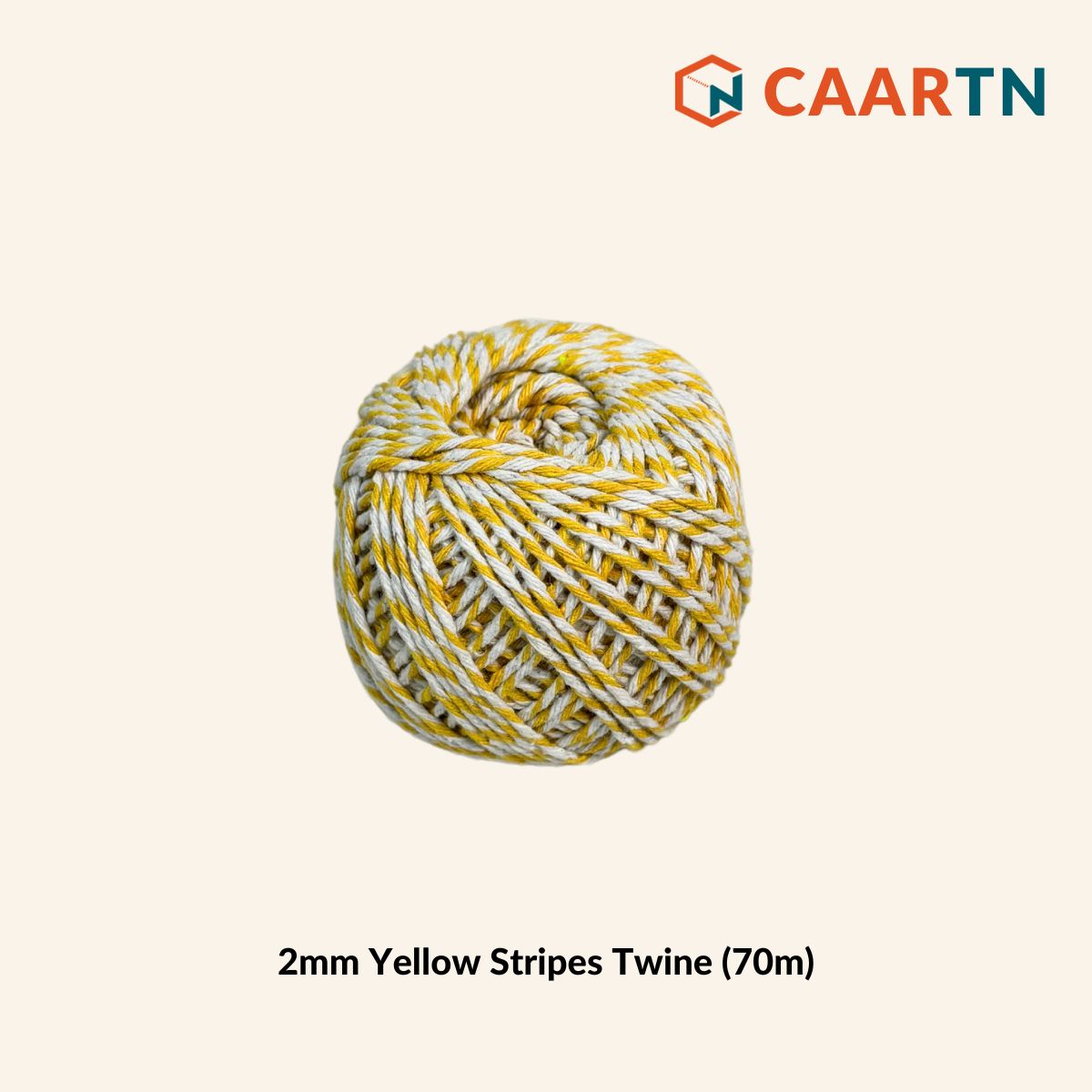 Yellow & White Striped Twine - 70m