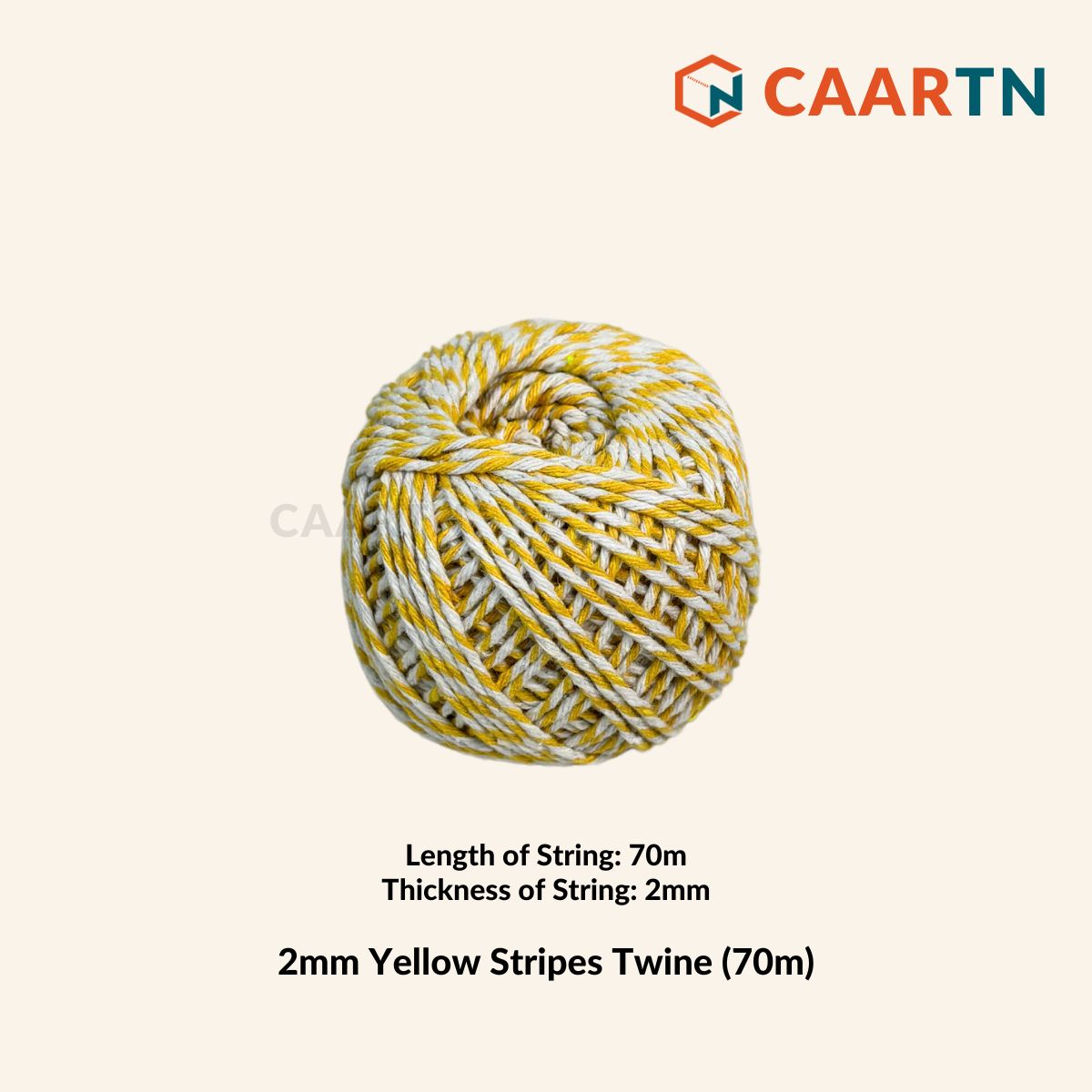 Yellow & White Striped Twine - 70m