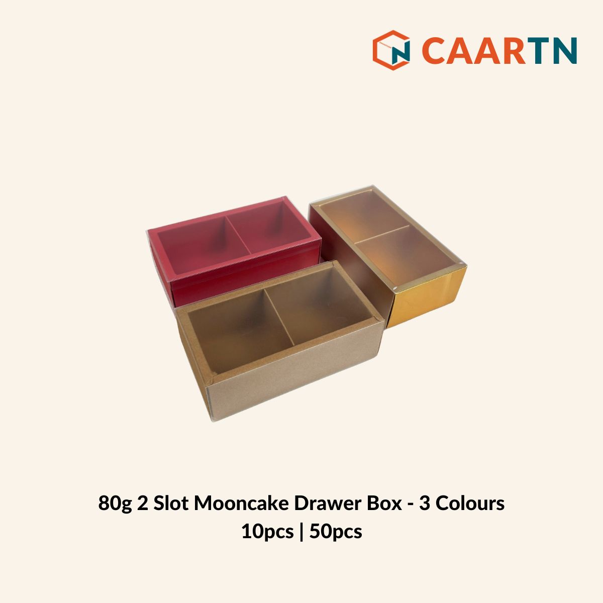 2 Slot 80g Mooncake Drawer Box (3 colours)