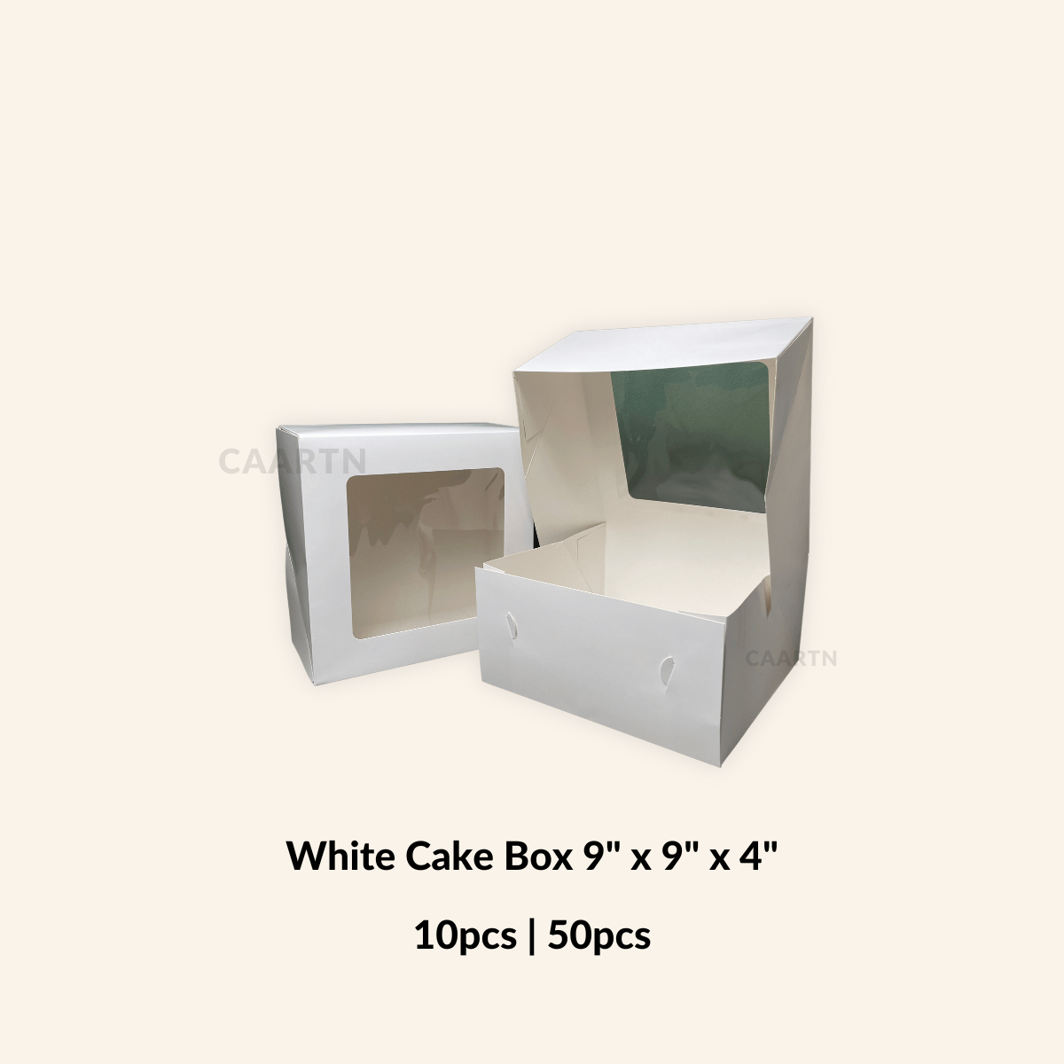 White Cake Box 9" x 9" x 4"
