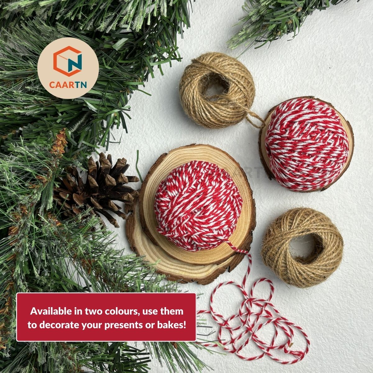 Red & White Striped Twine - 30m