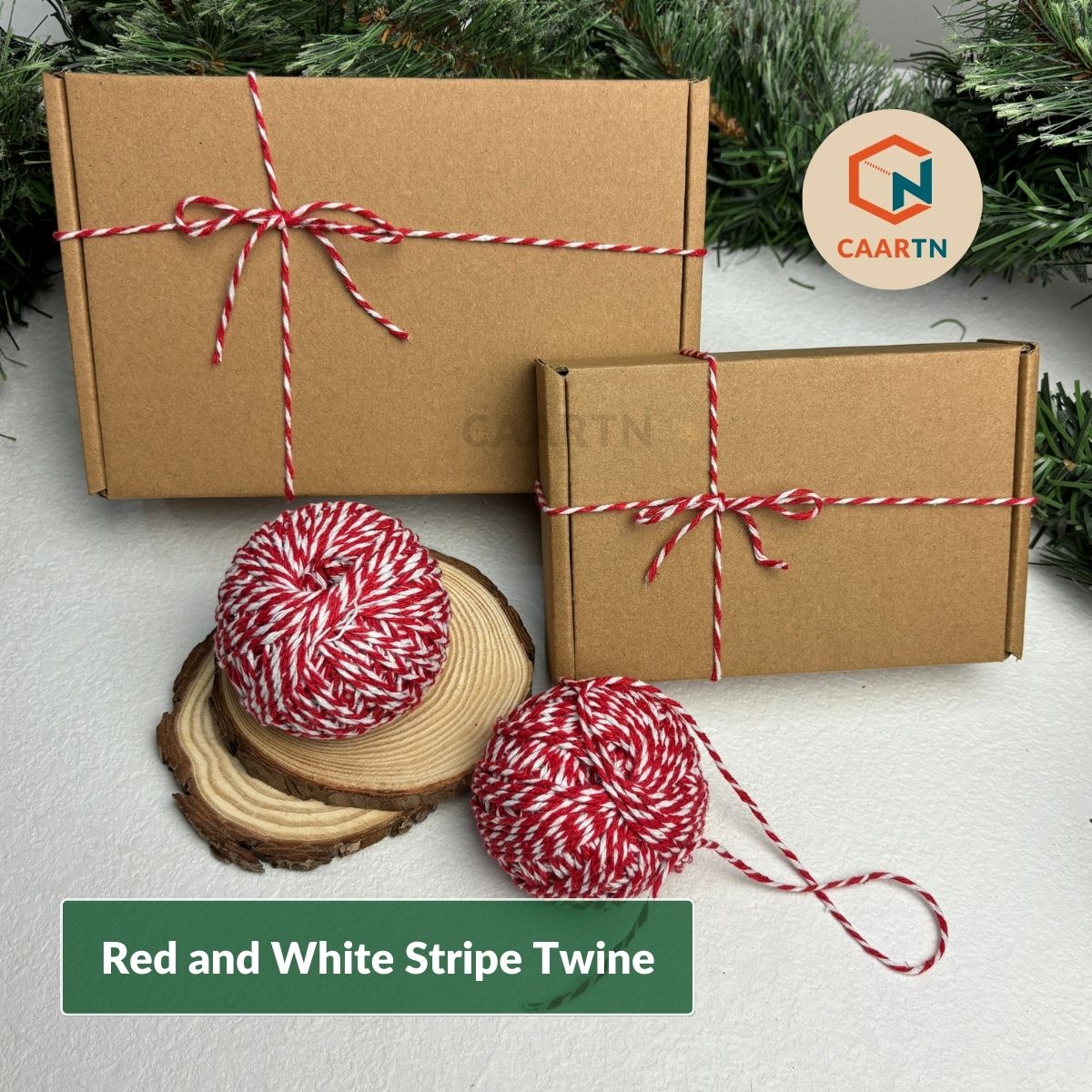 Red & White Striped Twine - 30m