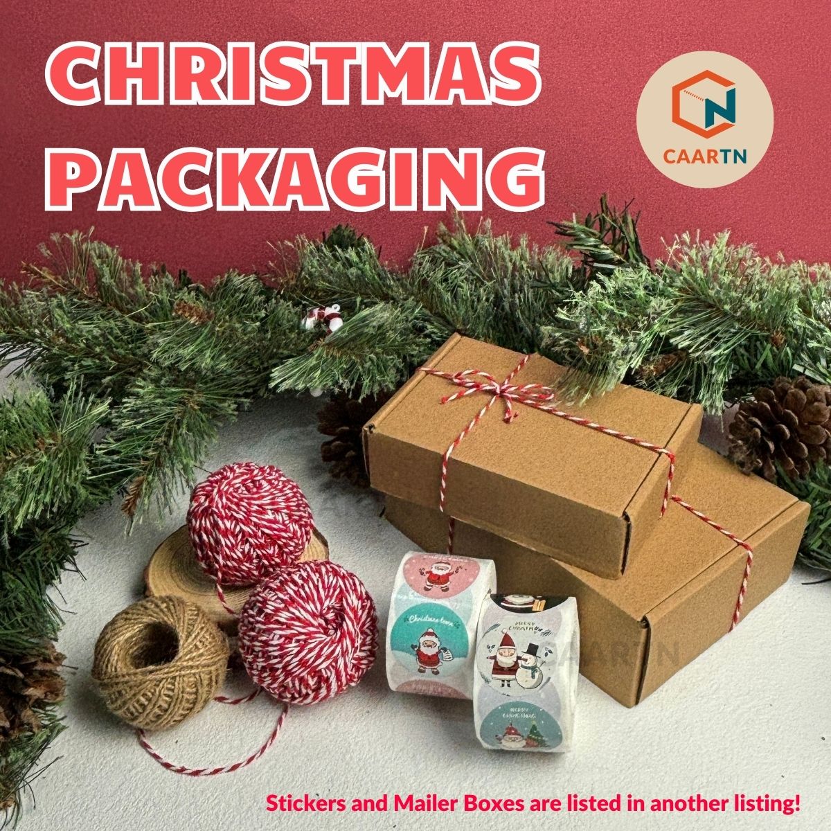 Red & White Striped Twine - 30m