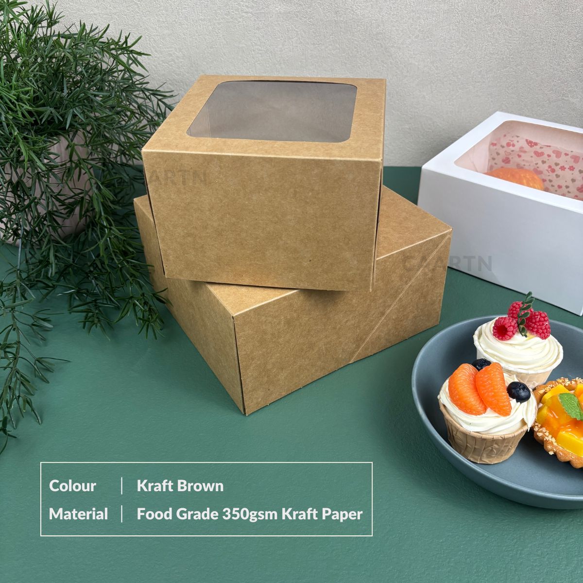 Kraft Brown Collapsible Cake Box 10" x 10" x 4"
