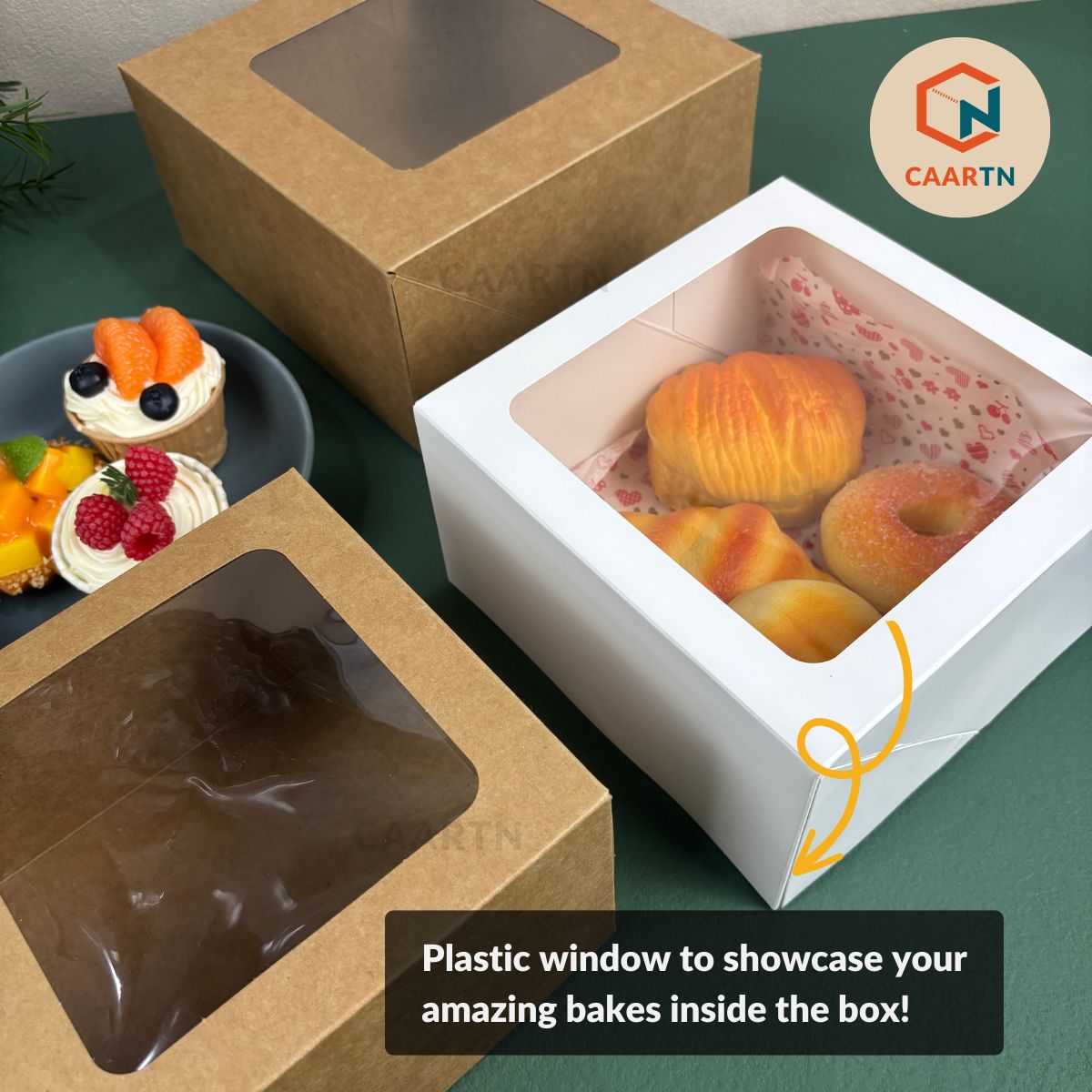 Kraft Brown Collapsible Cake Box 10" x 10" x 4"