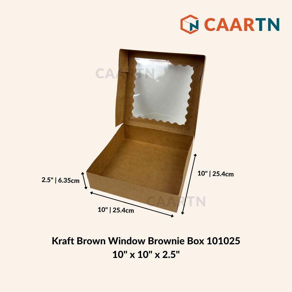 Kraft Brown Window Brownie Box 10" x 10" x 2.5"