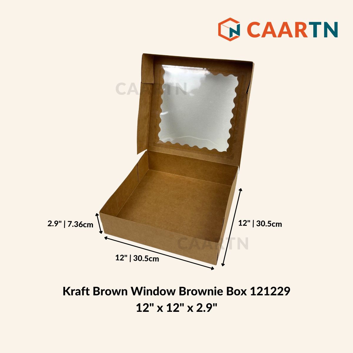 Kraft Brown Window Brownie Box 12" x 12" x 2.9"