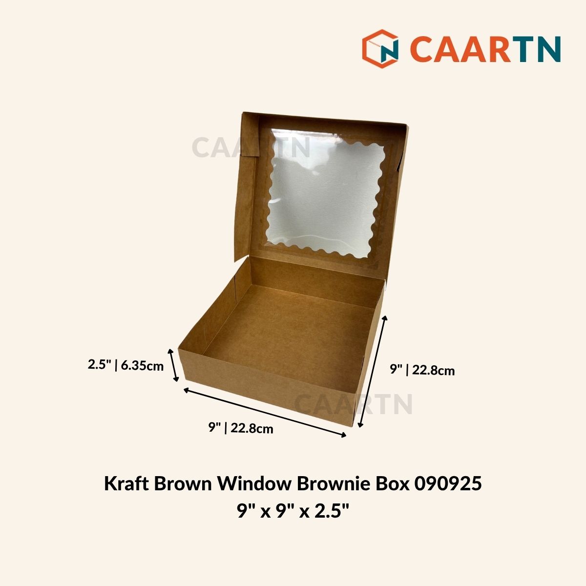 Kraft Brown Window Brownie Box 9" x 9" x 2.5"