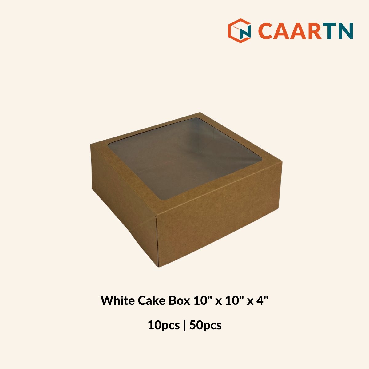 Kraft Brown Collapsible Cake Box 10" x 10" x 4"