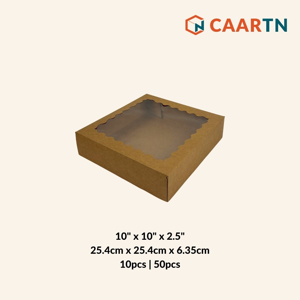 Kraft Brown Window Brownie Box 10" x 10" x 2.5"
