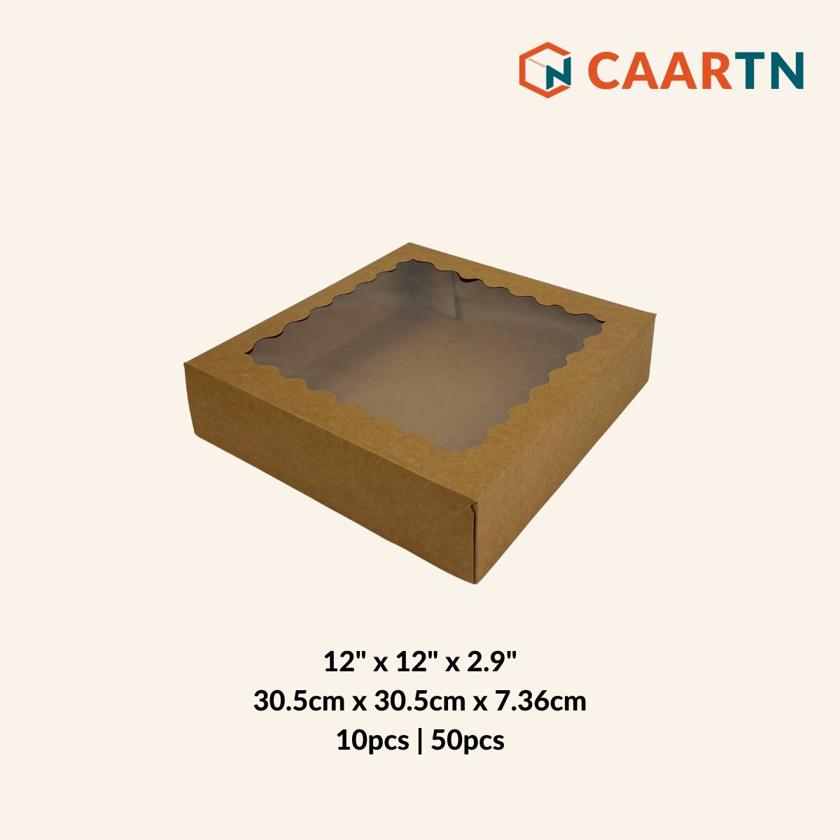 Kraft Brown Window Brownie Box 12" x 12" x 2.9"