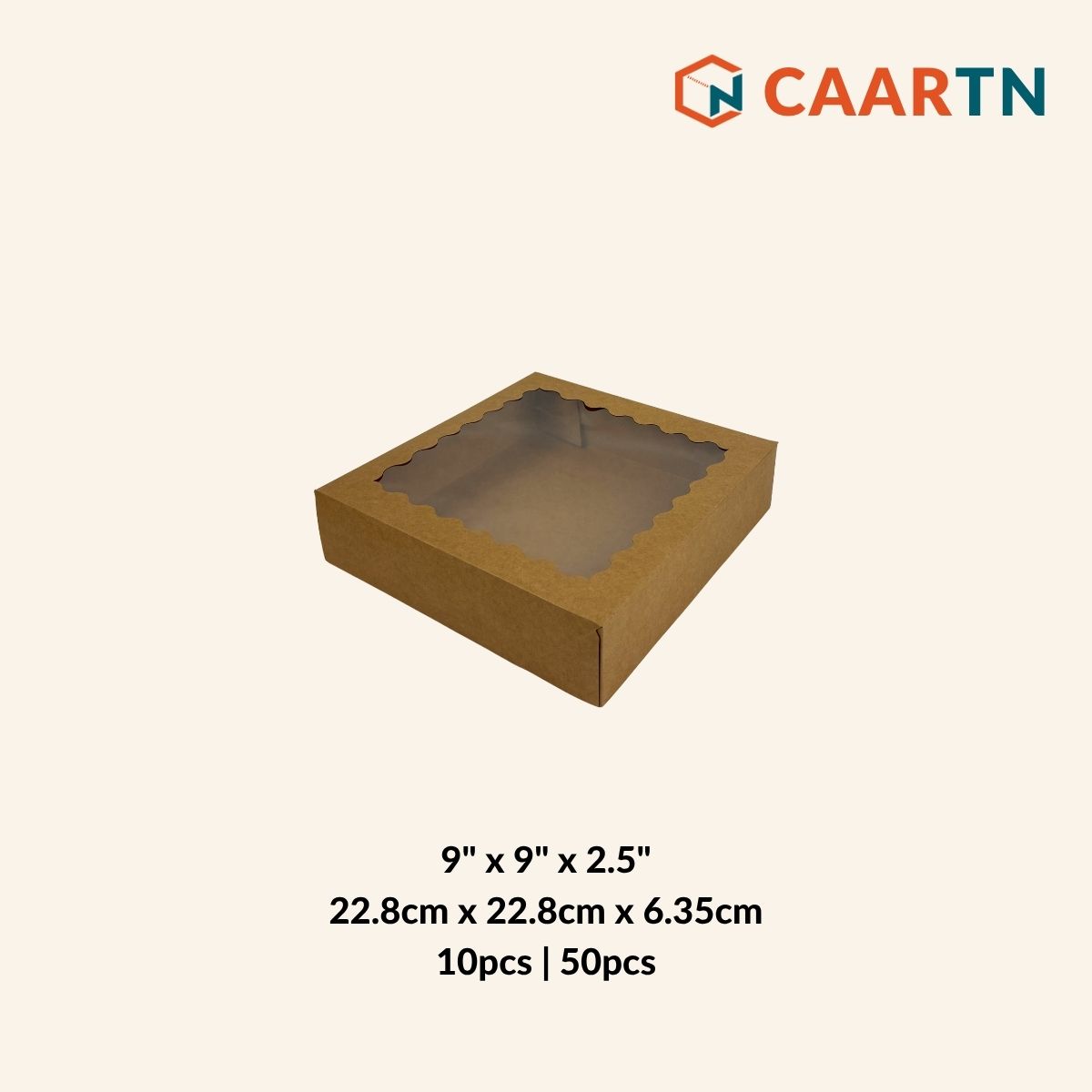 Kraft Brown Window Brownie Box 9" x 9" x 2.5"