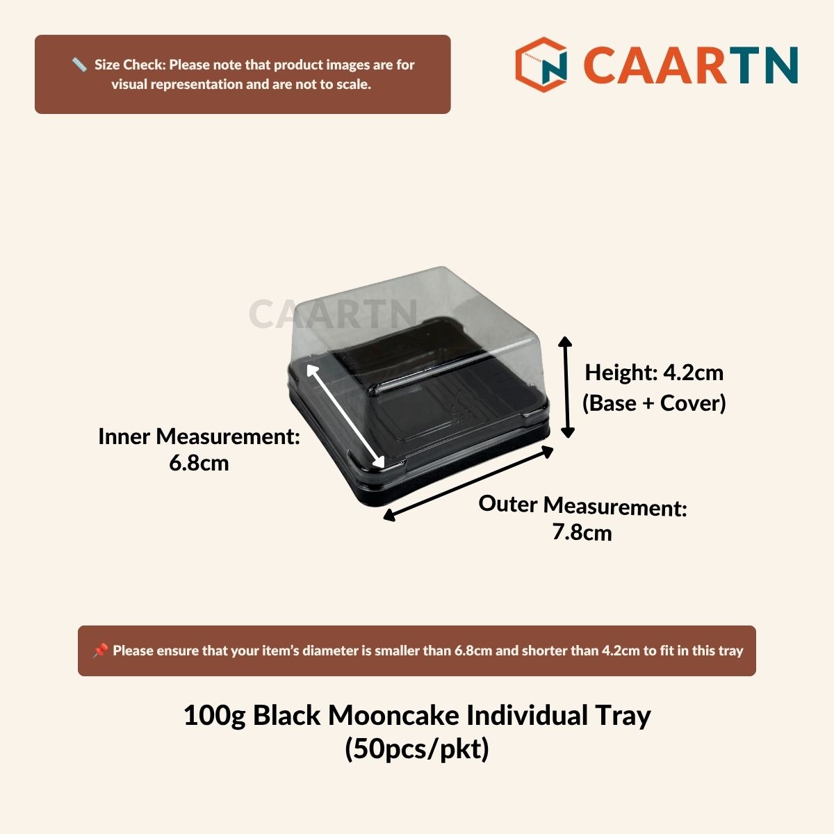100g Mooncake Tray - 50pcs (2 colours)