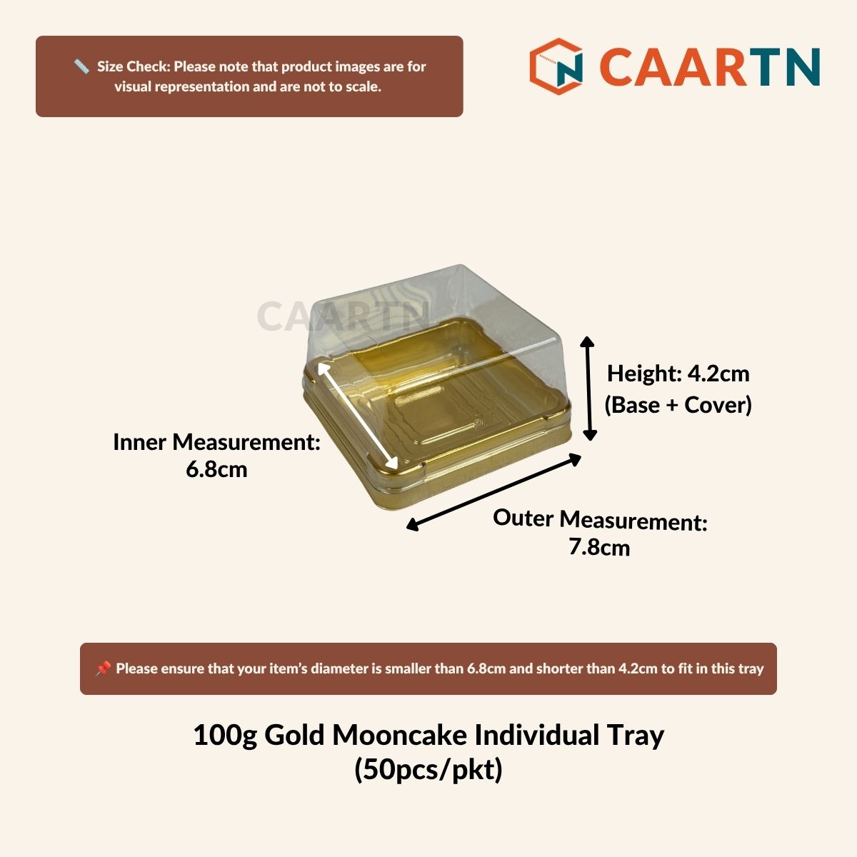 100g Mooncake Tray - 50pcs (2 colours)
