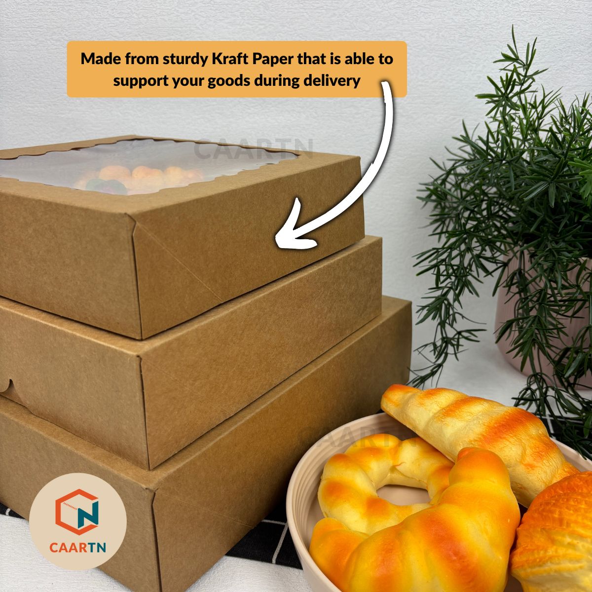 Kraft Brown Window Brownie Box 9" x 9" x 2.5"