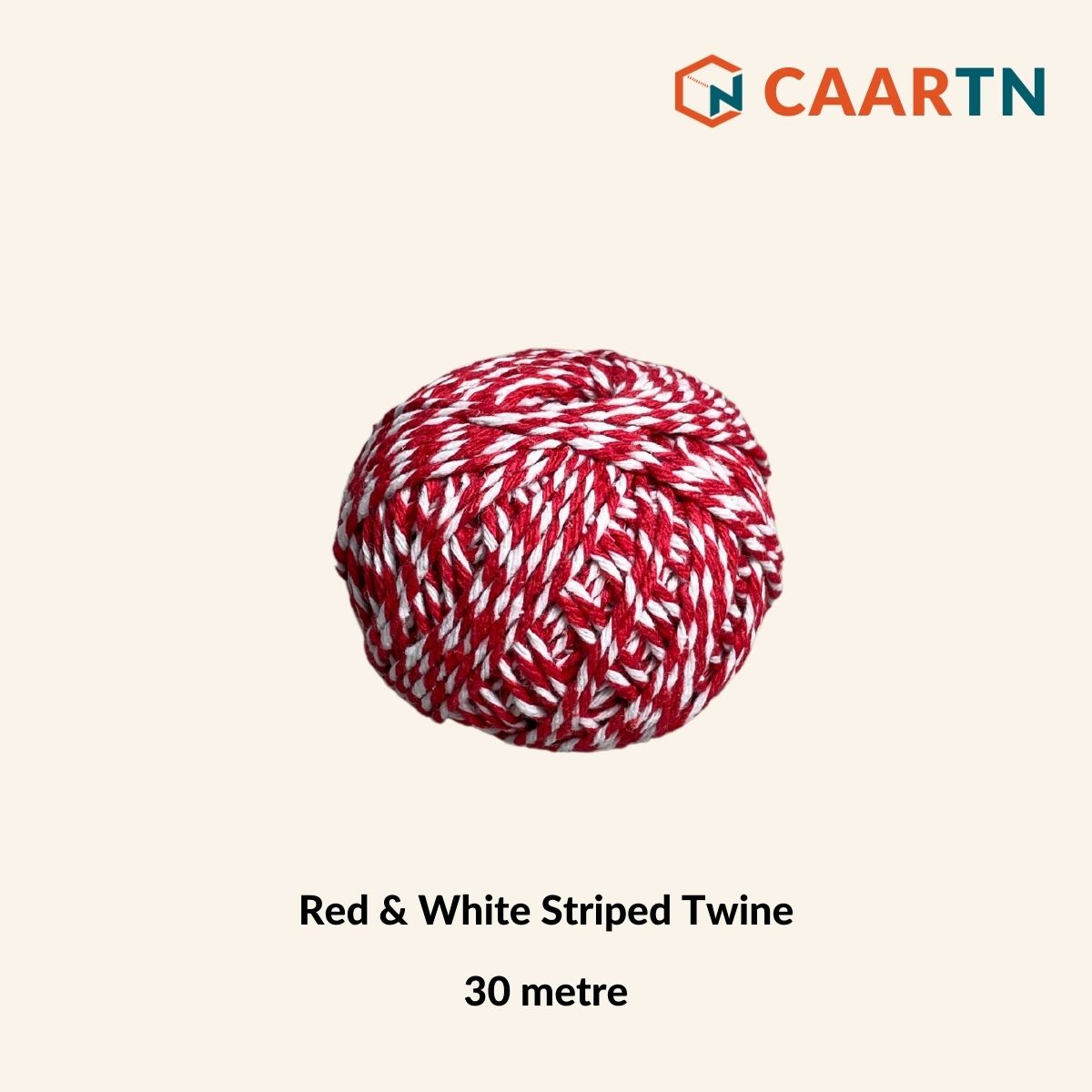 Red & White Striped Twine - 30m