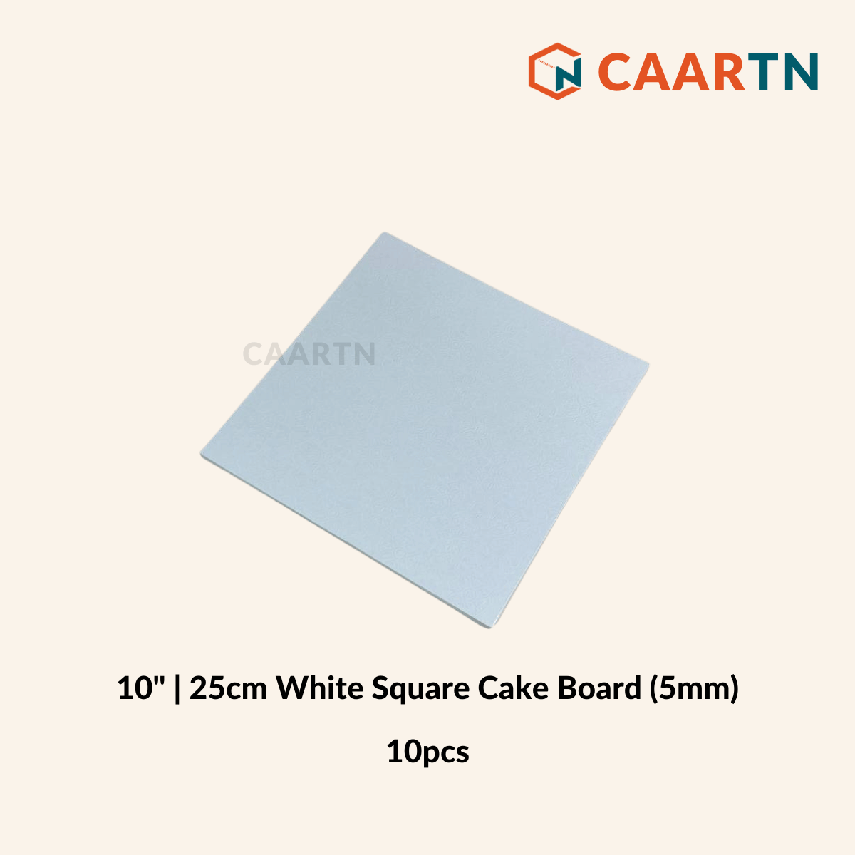 10" White Square Cake Board (5mm)