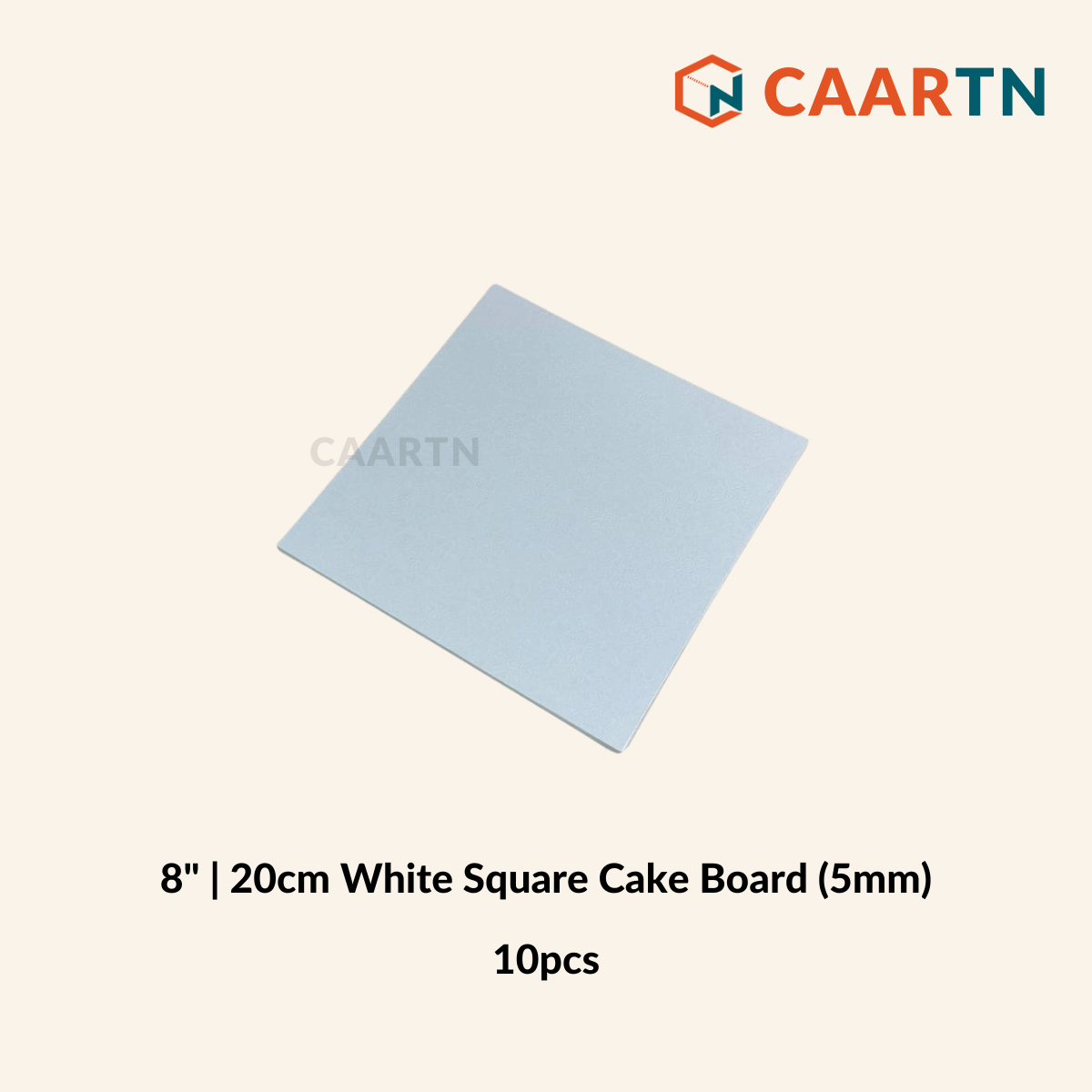8" White Square Cake Board (5mm)