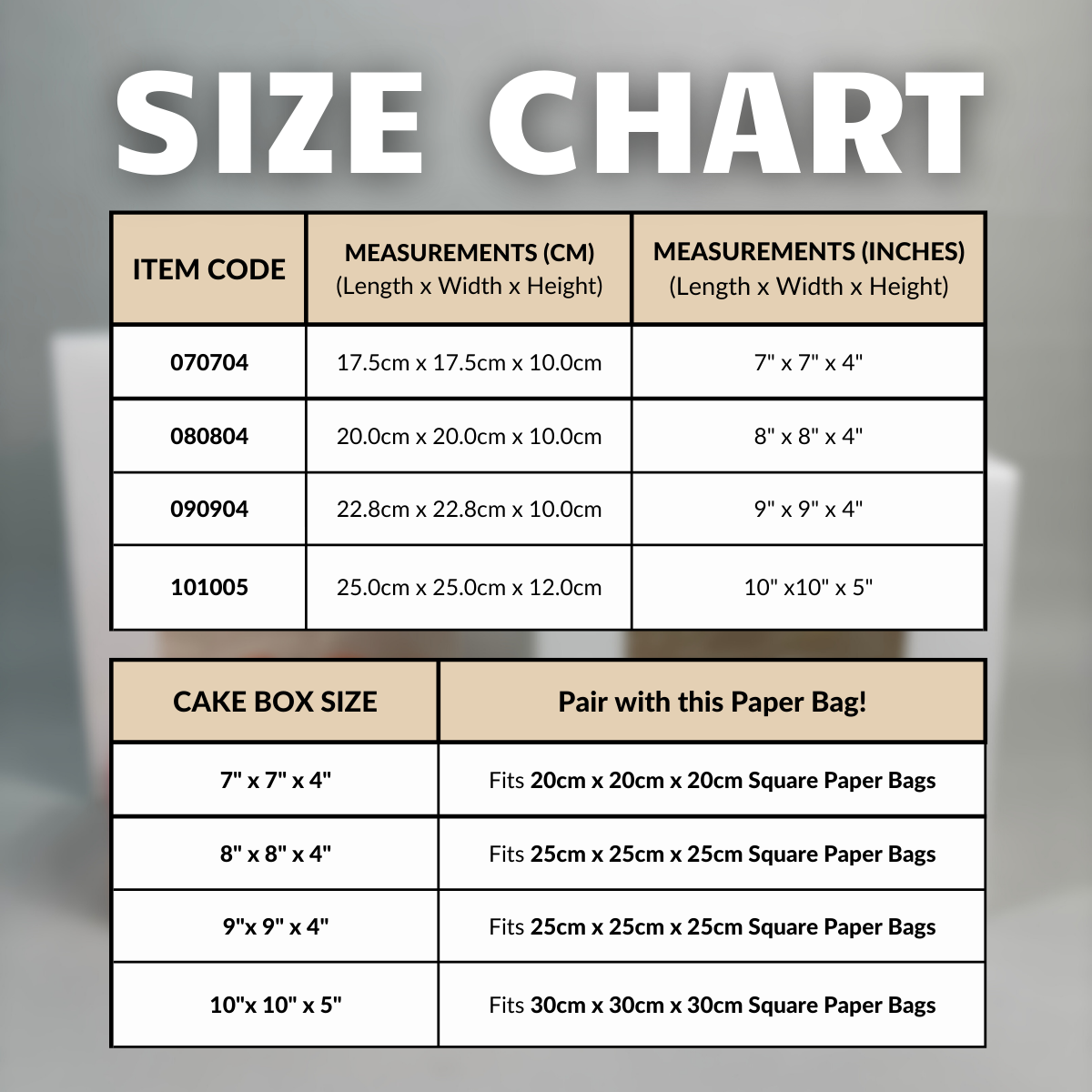 White Cake Box 10" x 10" x 5"