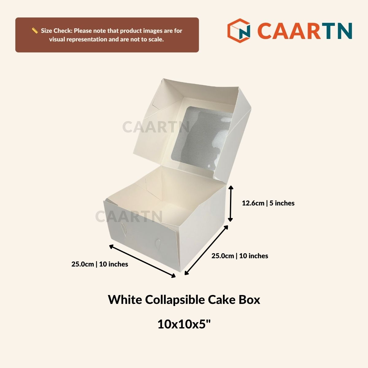 White Cake Box 10" x 10" x 5"