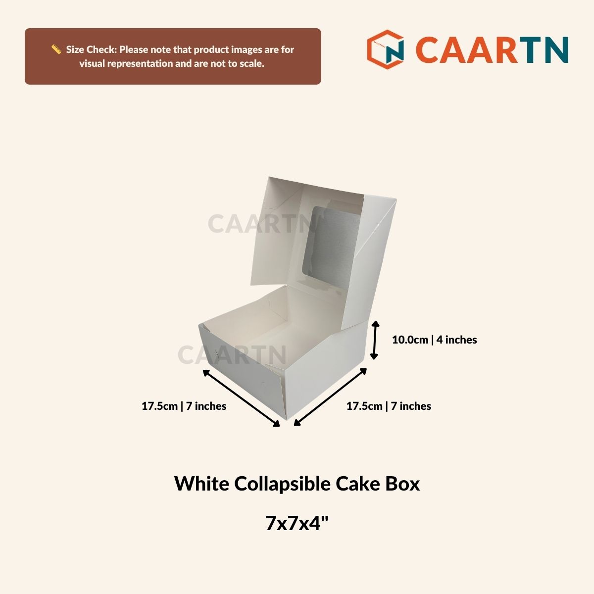 White Cake Box 7" x 7" x 4"