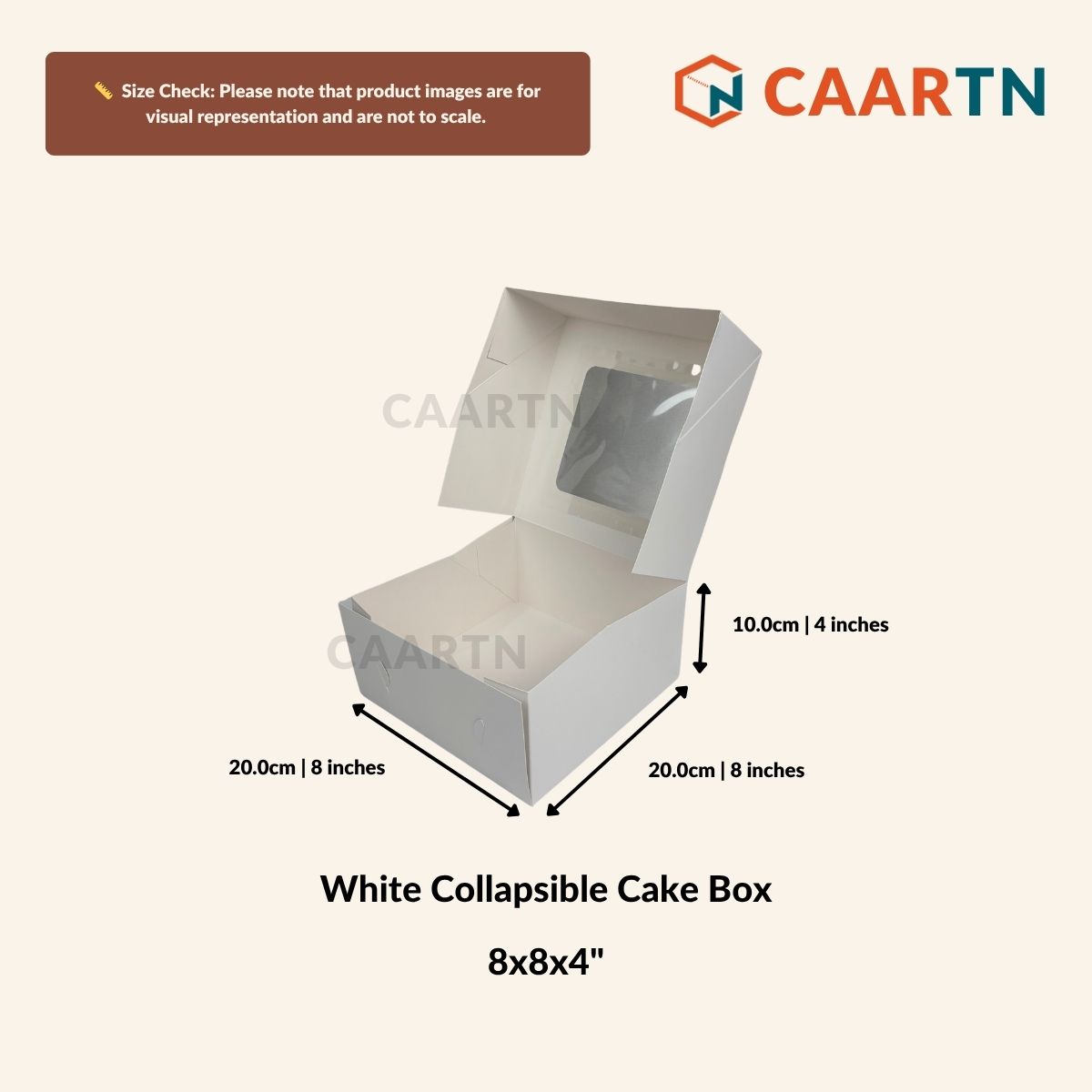 Collapsible Cake Box 8" x 8" x 4"