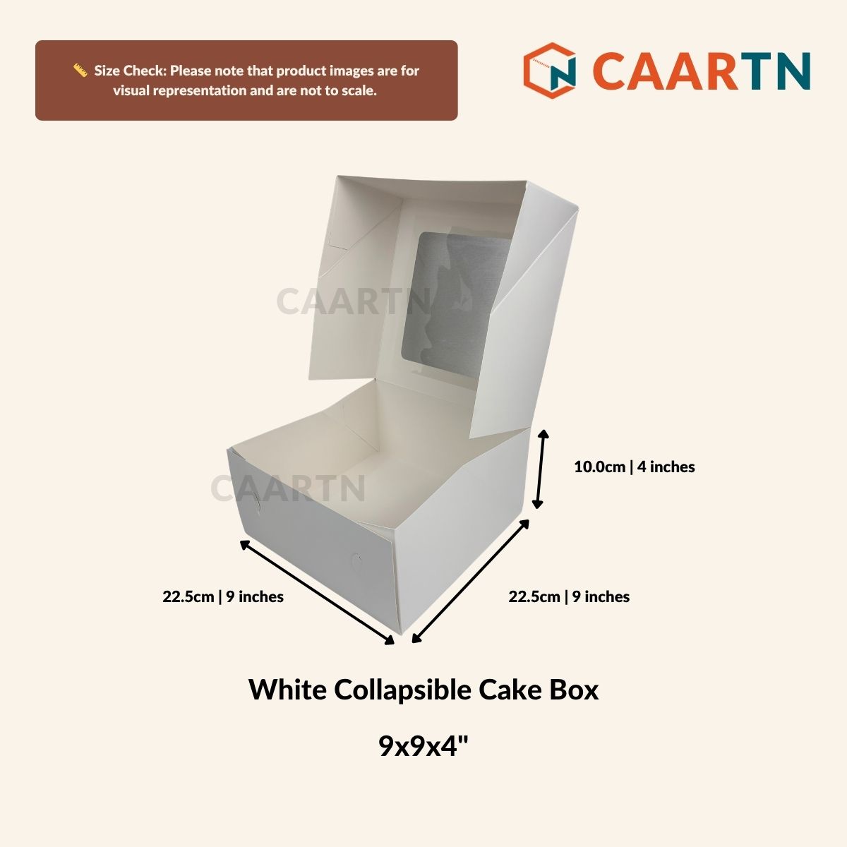 White Cake Box 9" x 9" x 4"