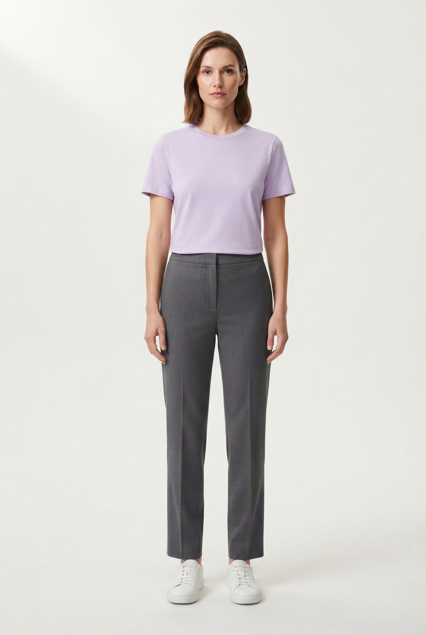 Classic lavender slim stretch cotton women's T-shirt on model