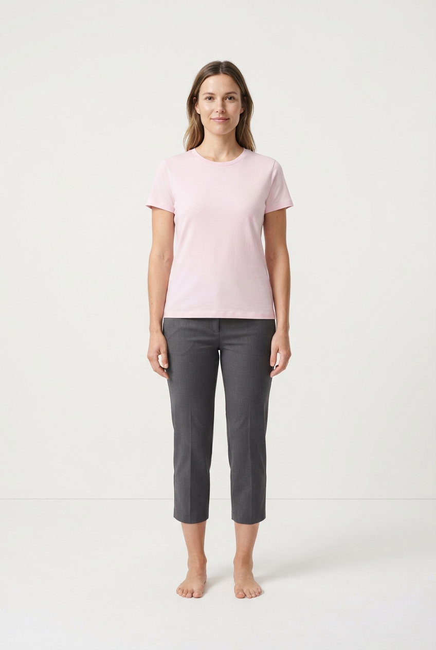 Classic lightpink cotton modal women's T-shirt on model