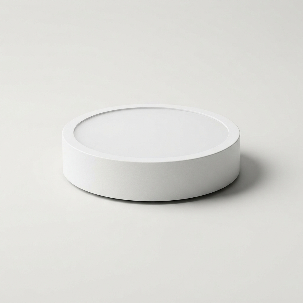 Minimal outdoor round ceiling LED light for covered spaces