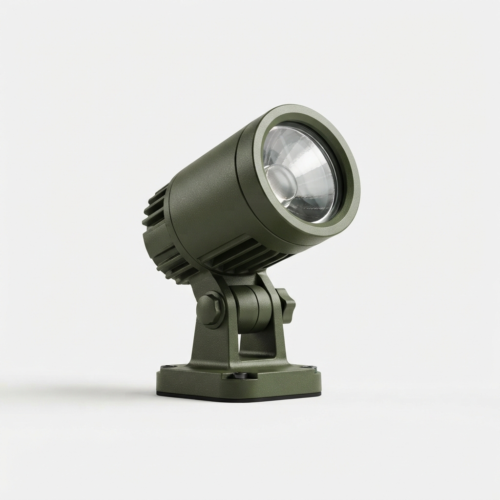Minimal outdoor garden LED spotlight with ground stake