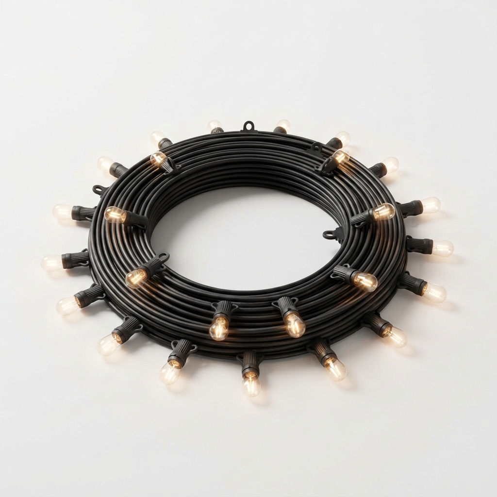 Minimal outdoor warm LED string lights set for patio decor